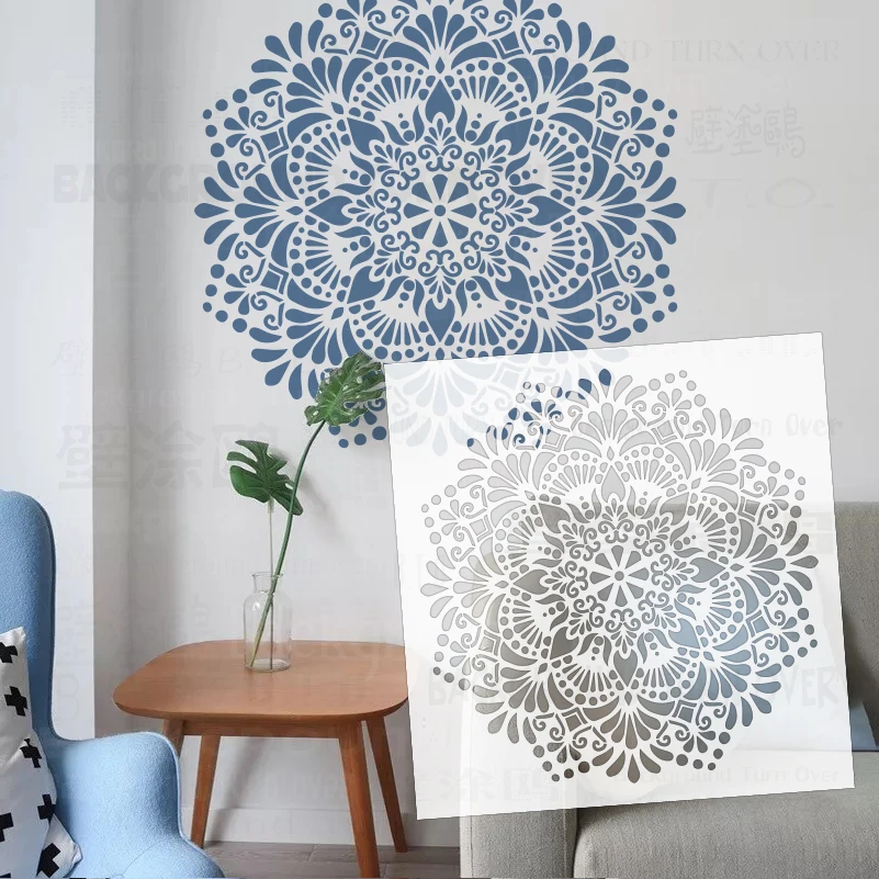 50cm - 90cm Stencil For Painting Wall Decor Plaster Template Furniture Makers To Paint Decorative Mandala Big Round Flower S498 - view 2
