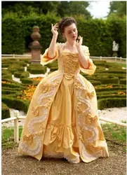 18th Century French Rococo Colonial Dress Medieval Marie Antoinette Yellow Dress Rococo Vintage Ball Gown Renaissance Costume