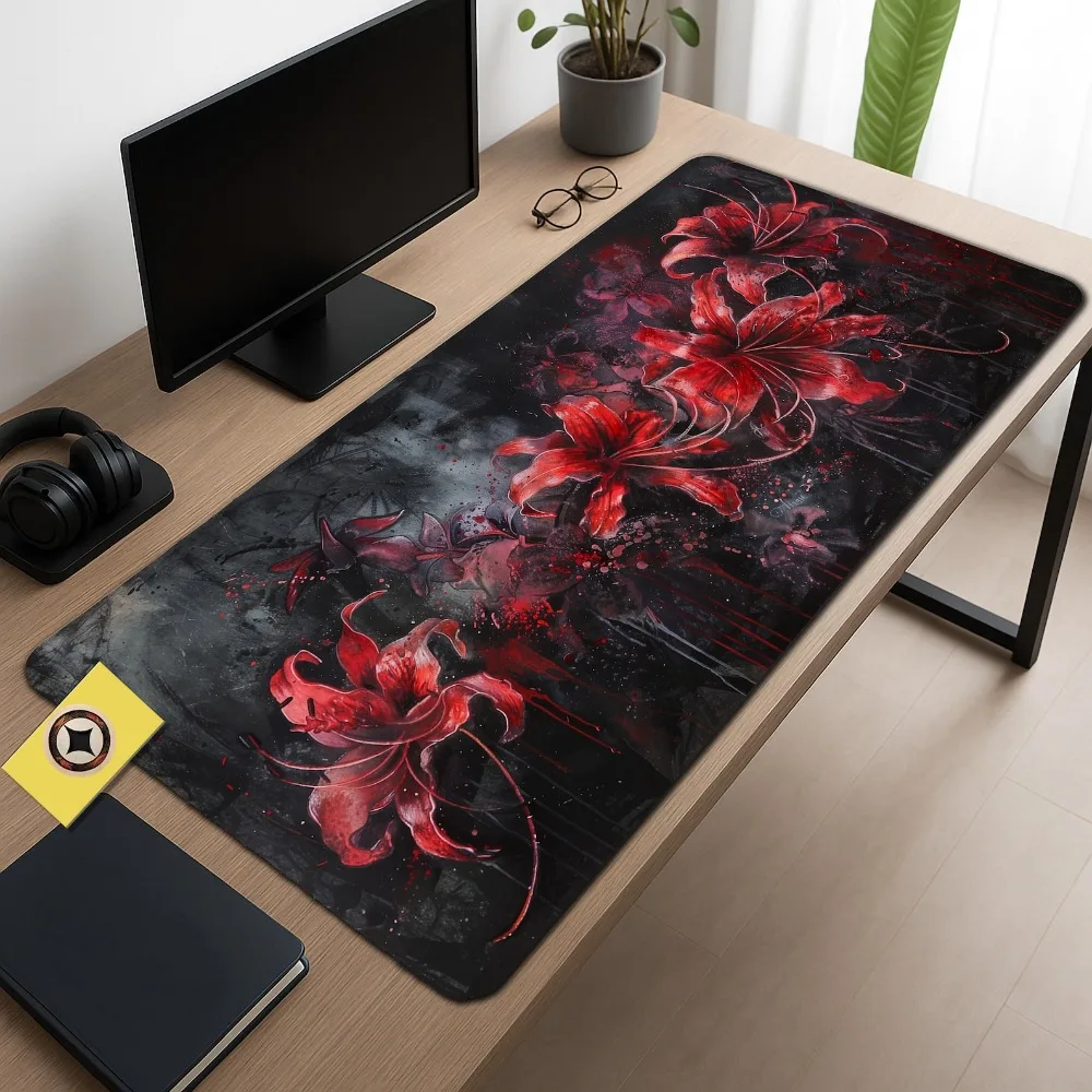 Alfombrilla de Escritorio Gótica con Diseño de Lirio Araña Rojo, Alfombrilla para Ratón con Estética Gótica, Alfombrilla de Escritorio Linda con Estética Gótica, Alfombrillas para Juegos