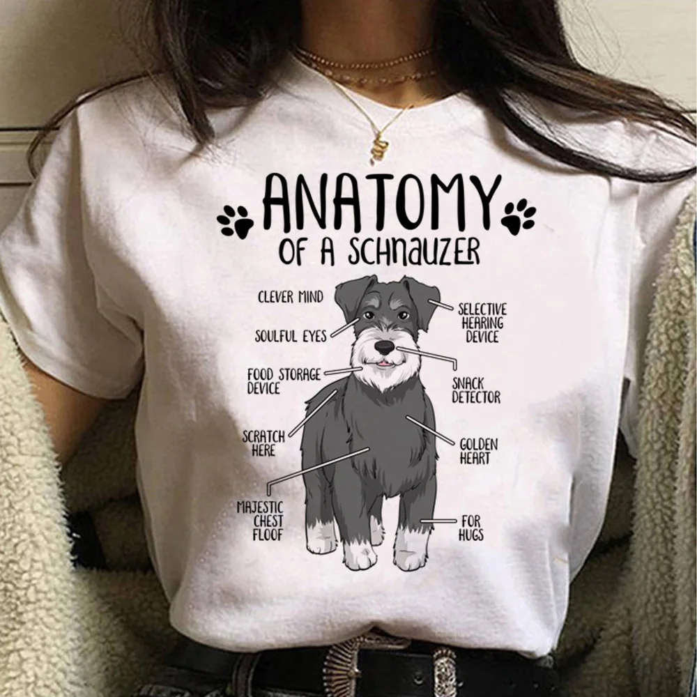 Schnauzer T-Shirts Vrouwen Ontwerper Manga Grappige Top Meisje Manga Kleding