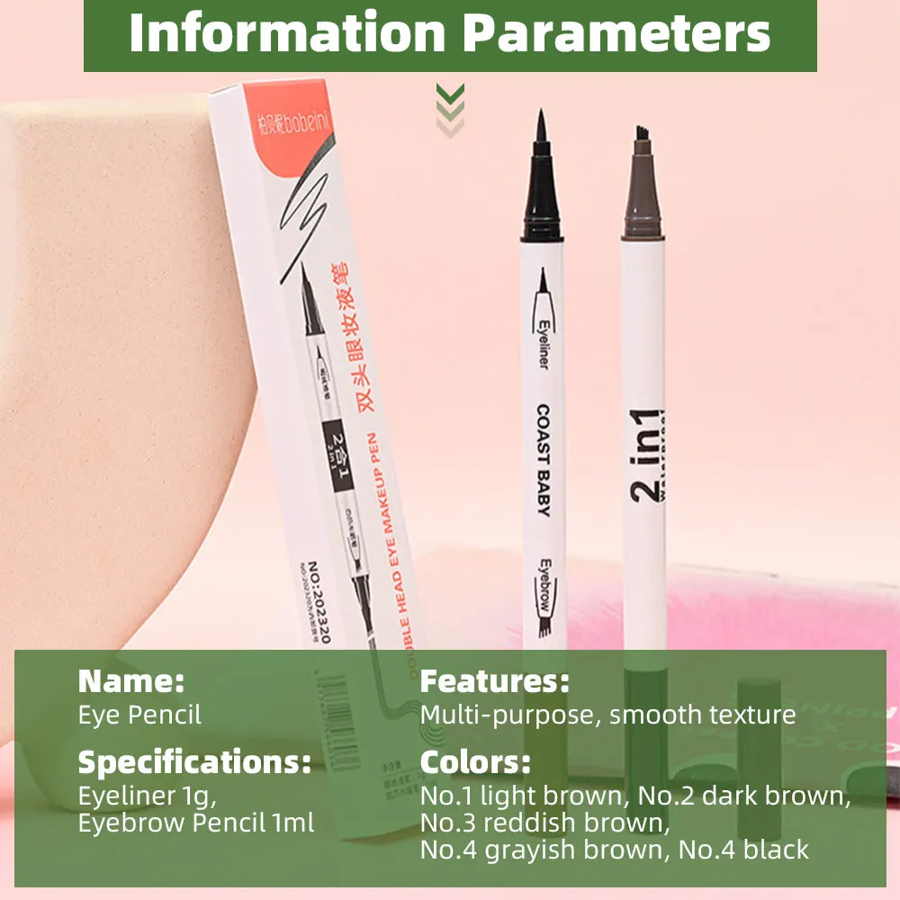Eyebrow Pencil 5 Colors 2-in-1 Double Heads Four Forks Automatic Eyebrow Pencil Waterproof Sweatproof Eyeliner Eye Cosmetics
