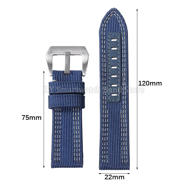 جلد + حزام ساعة من النايلون 24 مللي متر لبانيراي PAM 00984/985 PAM1122/753/1312 استبدال المعصم الفرقة دبوس معدني مشبك سوار ساعة