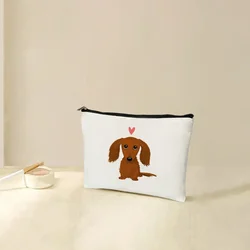 Love Dachshunds Dogs Pattern Zipper Makeup Bag Best Gift for Animal Lover Cosmetic Case Dog Mom Travel Organizer Women Wallet