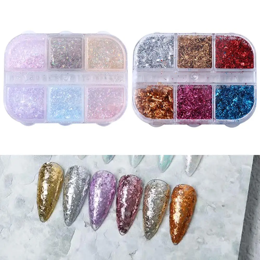 Nail Art Foils iridescente olografico Glitter paillettes per unghie Nail Edelweiss polvere unghie irregolari Paillette Aurora Nail Flakes