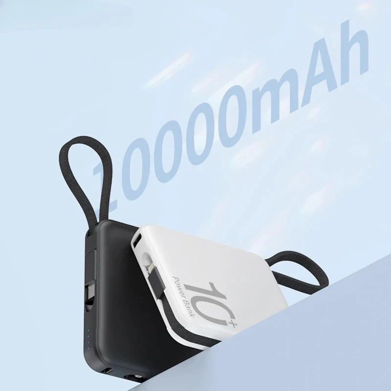 

Портативный внешний аккумулятор емкостью 10000 мАч, встроенный кабель Type-C, внешний вспомогательный аккумулятор для быстрой зарядки 5000 мАч для iPhone 15 Samsung Xiaomi