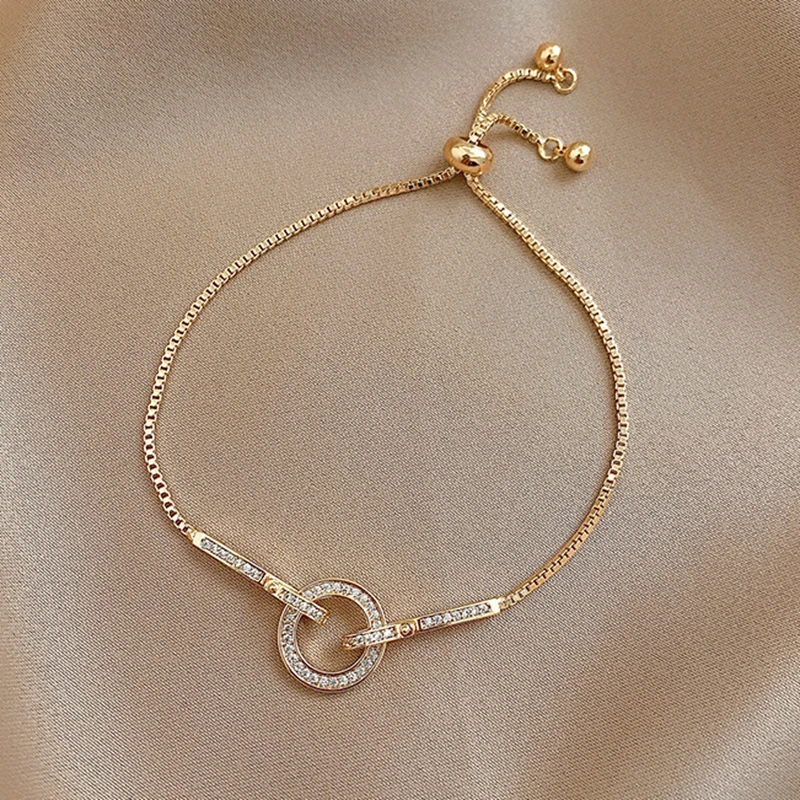 Bracciale a cerchio con catena a serpente geometrica in argento Sterling 925 per donna bracciale placcato oro con zirconi lucidi regali di gioielli