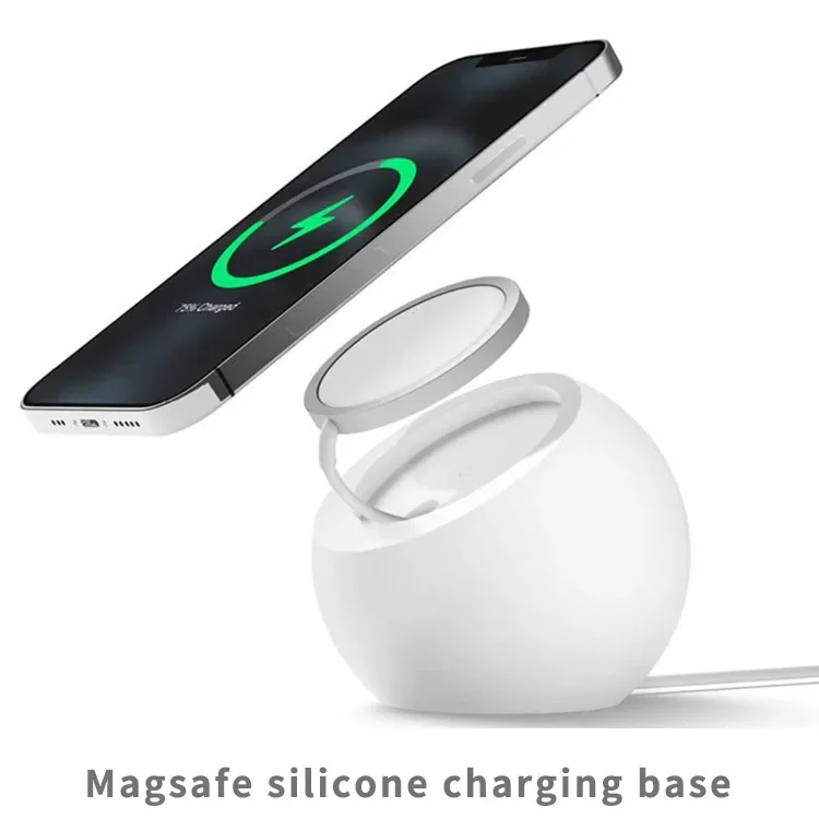 

Magnetic Wireless Charging Desk Ball Shape Silicone Holder Stand For Magsafe APPLE iPhone 15 14 13 12 Pro Charger Dock Station