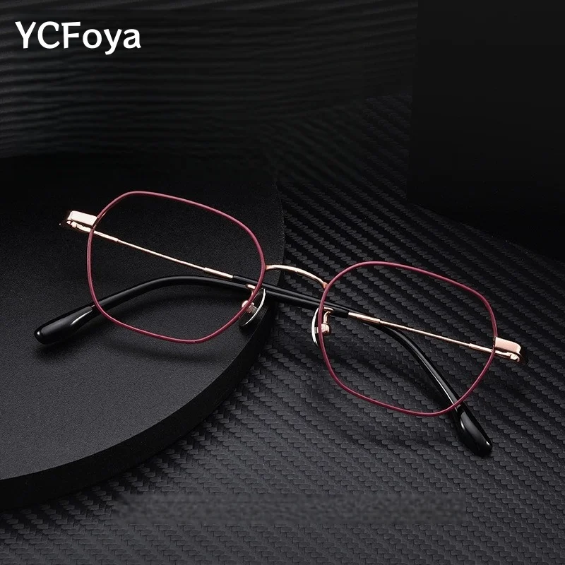 

YCFoya New Ultralight Titanium Retro Korean Style Glasses Frame Small size Polygon Anti blue light Myopia optics Men Women 2119