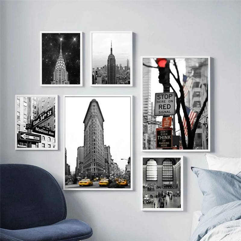 1PC New York City Empire State Building Canvas Paintings Black White Nordic Poster and Prints Wall Art Pictures for Room Home