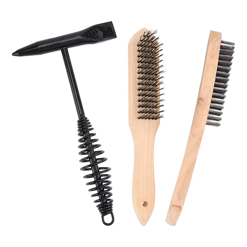 

1 компл. Сварочный молоток с ручкой катушки 11 дюймов сварочная стальная проволочная щетка для очистки удаления шлака и Сварки остатков А