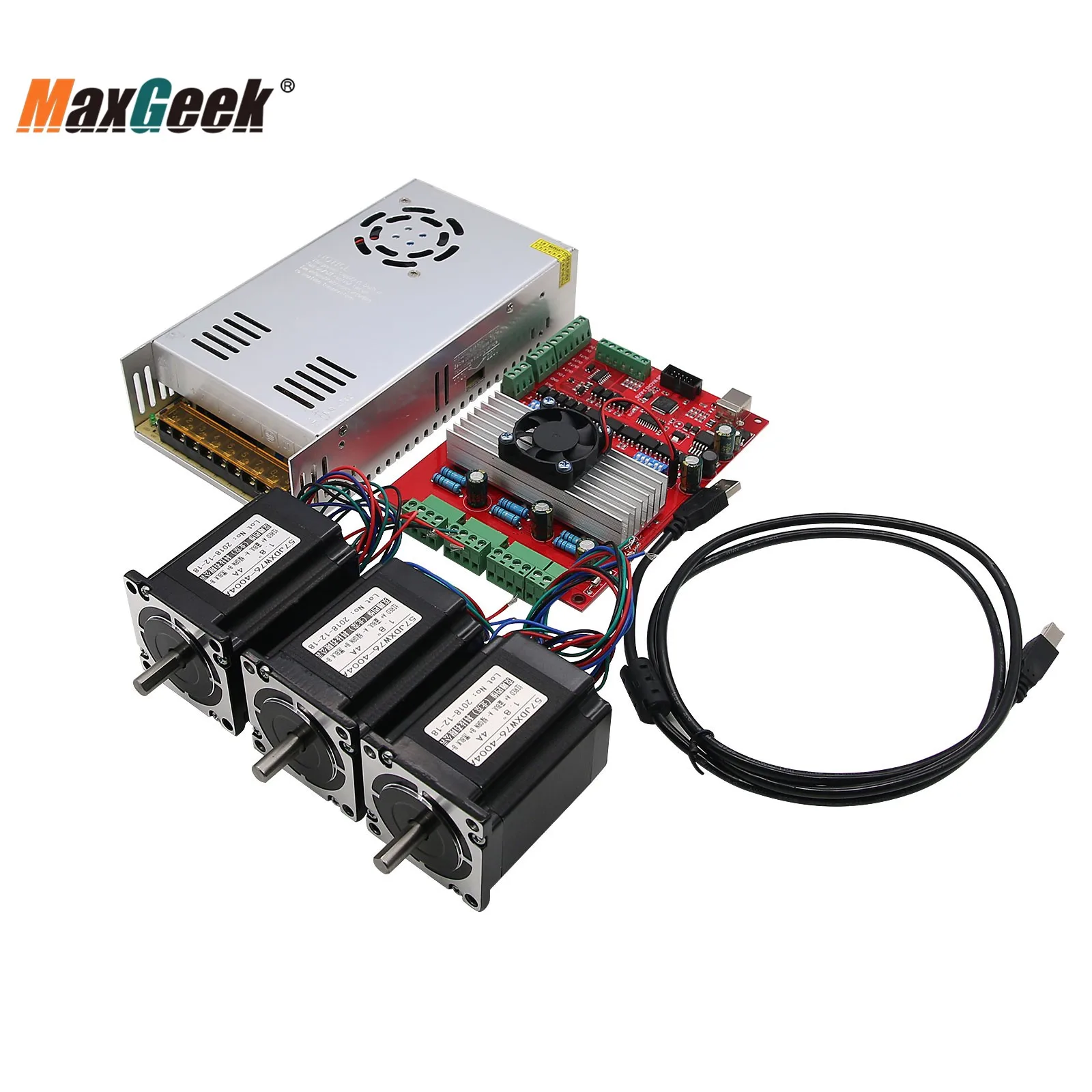 

Maxgeek MACH3 USB 3-Axis CNC Kit TB6560 Stepper Motor Driver Board + 3pcs Nema23 Stepper Motor57+1pc Power