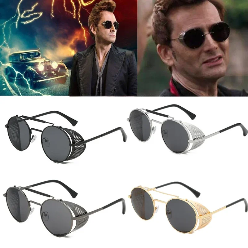 Good Omens Devil Crowley David Tennant okulary okulary przeciwsłoneczne okulary Cosplay Gothic Punk unisex rekwizyty dla dorosłych