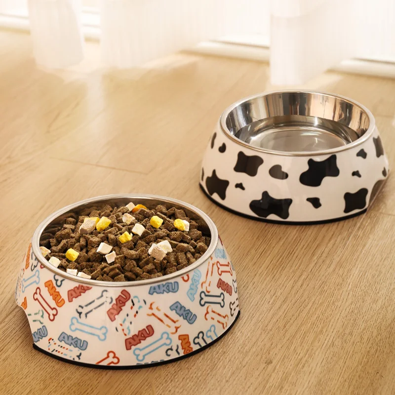 HOOPET Dog Feeding Supplies Pet Bowls Cat Food Water Feeder Stainless Steel Pet Drinking Dish Feeder Dogs Accessories