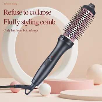 Image 3 In 1 ionic Hair Curler Heated Curling Iron Brush Ceramic Hair Curler Roller Electric Curling Comb Double Ptc Curling Brush