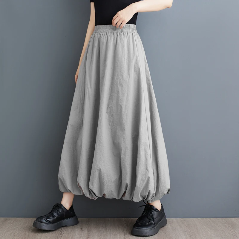 Ele Hoge Taille Midi A-lijn Rok Dames Lente Zomer 2024 Gezwollen Rok F-Lengte Rok Pendelen Sle Plooirok