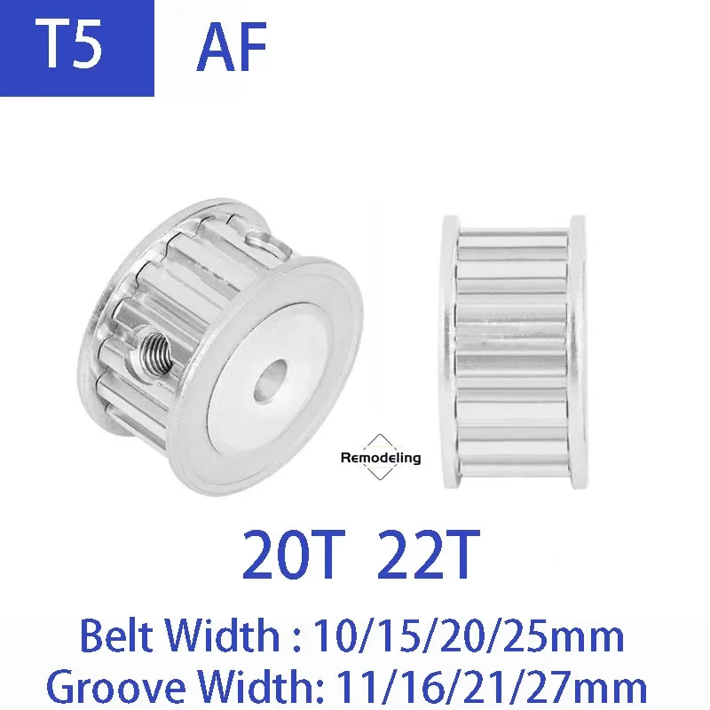 

1pcs T5 AF Timing Pulley Aluminum Alloy 20T 22T Teeth Synchronous Wheel Belt Width 10/15/20/25mm Bore 5mm-20mm Pitch 5mm