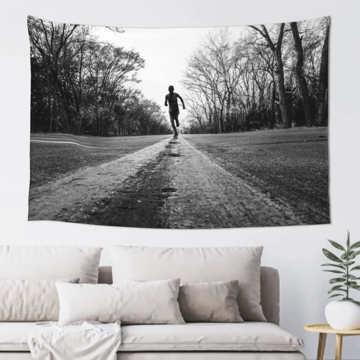 

Cross Country Running Run Runner Black and White Tapestry Custom Art Mural Tapestry