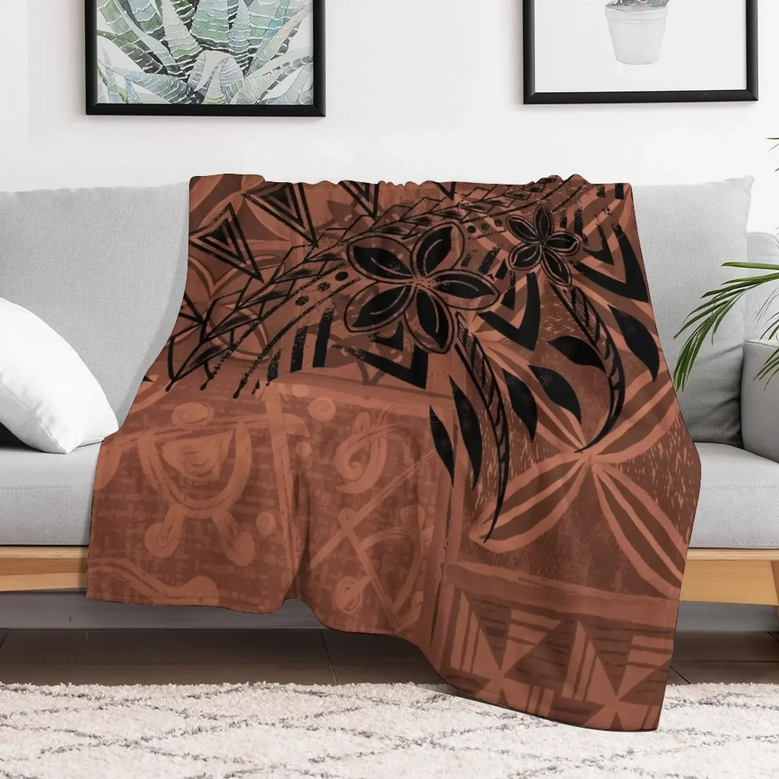 Vintage Hawaiian Tribal Petroglyph Pattern Throw Blanket Baby Soft Hair Vintage Blankets