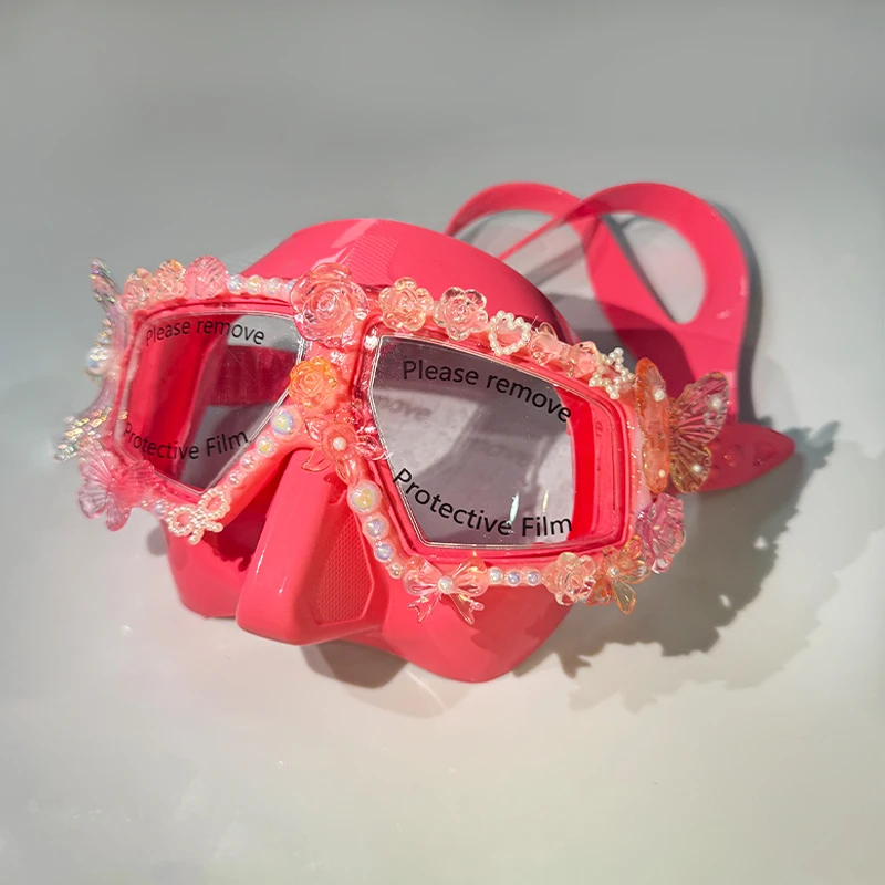 Butterfly Mermaid Mask Anti-Fog Snorkelling Set, Suitable For Free Diving Features Handcrafted Floral Design Lenses 6