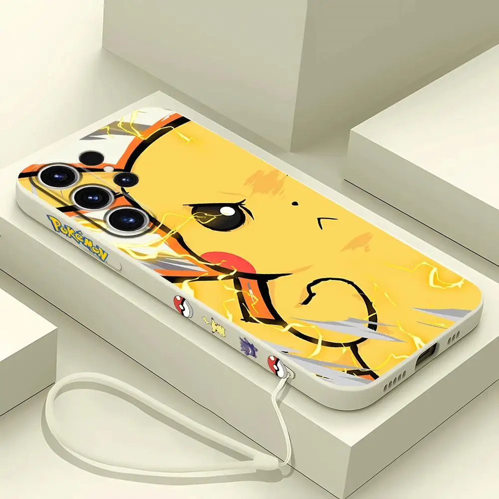 Etui na telefon Pokemon do Samsung Galaxy S20 FE S21 S24 Ultra S22 Plus S23 Ultra 5G Square Liquid Cover Soft