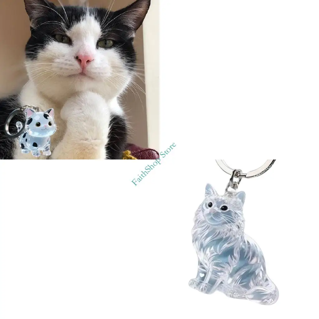 124E Memorial Pet Hair Collector keychain keyten على شكل قطة