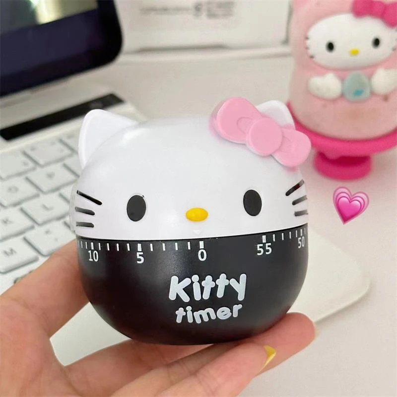 Sanrio Cute Hello Kitty Timer Manager Kitchen Mechanical Rotating Alarm Manual Reminder Cooking Study Time Reminder Tools Gifts