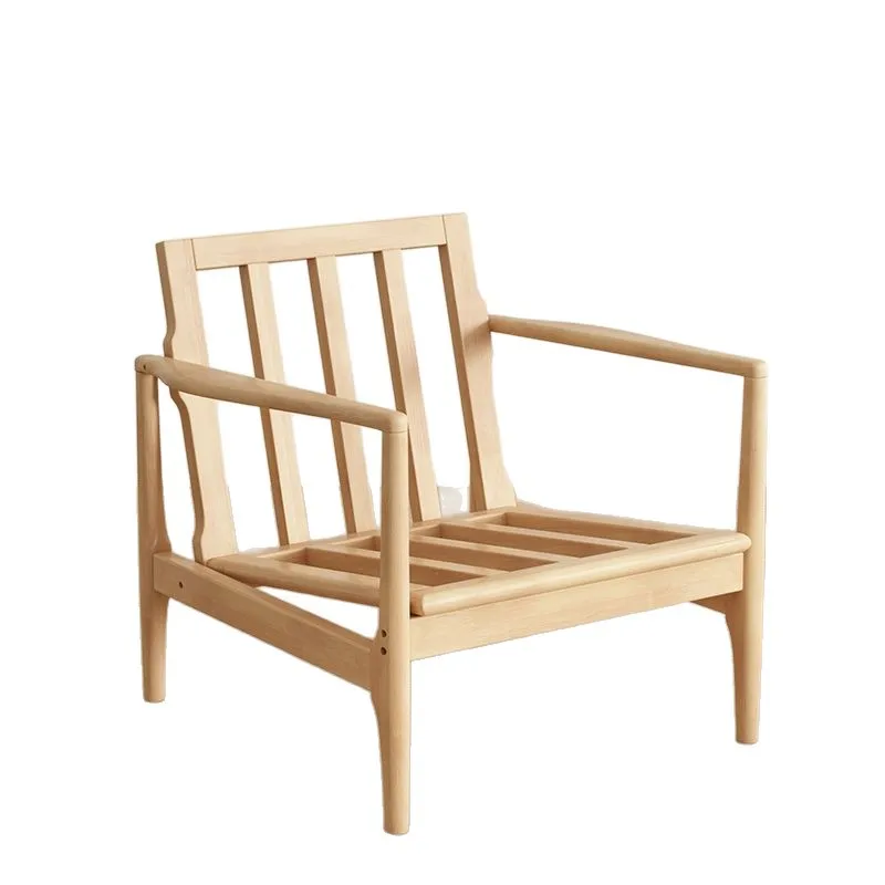 

Sofa chair, single Nordic simple solid wood, home bed and breakfast living room balcony leisure armrest sofa chair