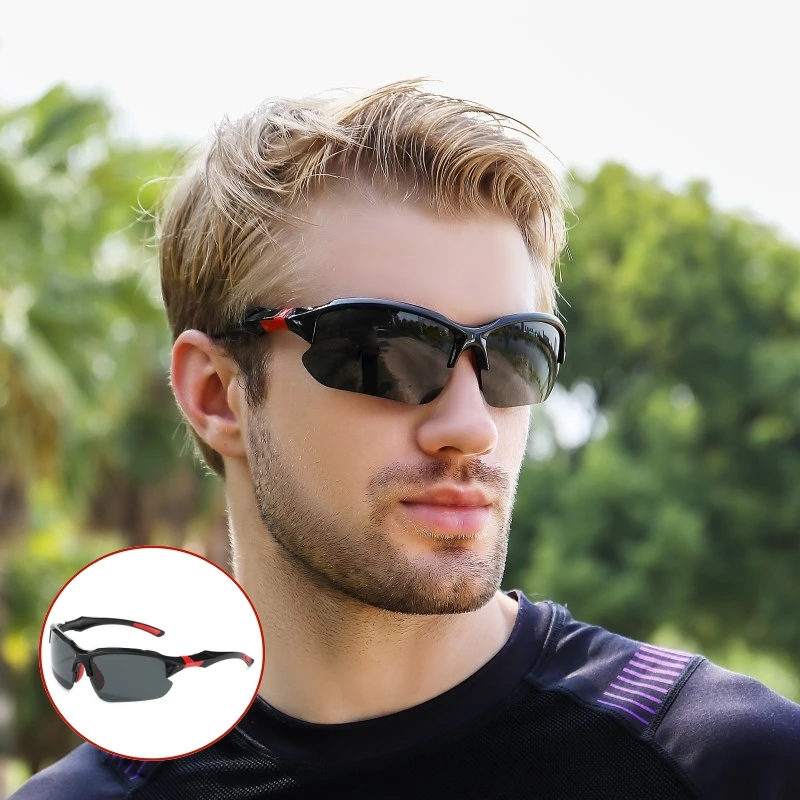 

Trendy Bicycle Riding Windproof Goggles Sports Half Frame Polarized Outdoor Sunglasses for Men UV Resistant Driving Sunglasses