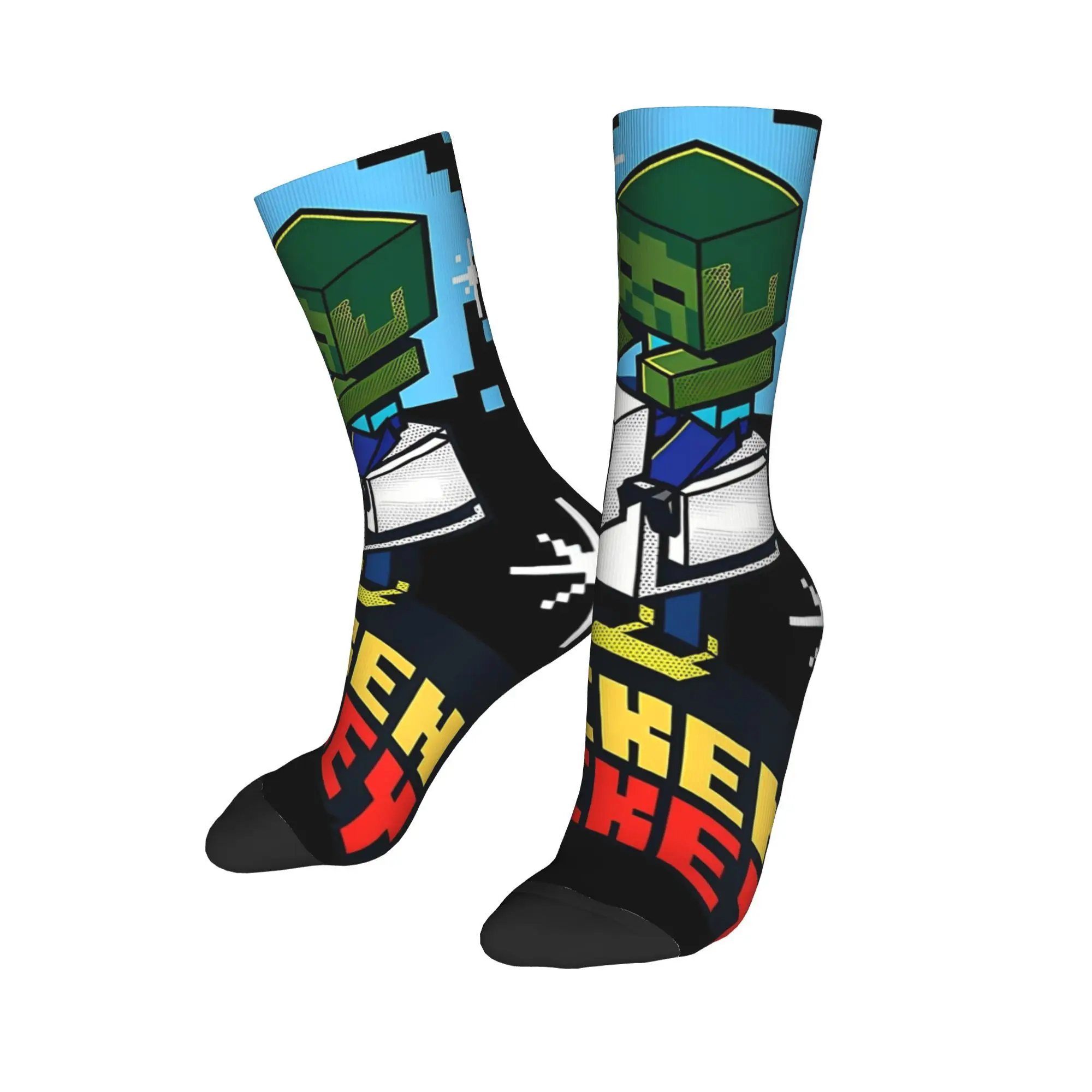 

Retro Chicken Jockey Funny Pixel Basketball Socks Polyester Long Socks for Women Men Breathable