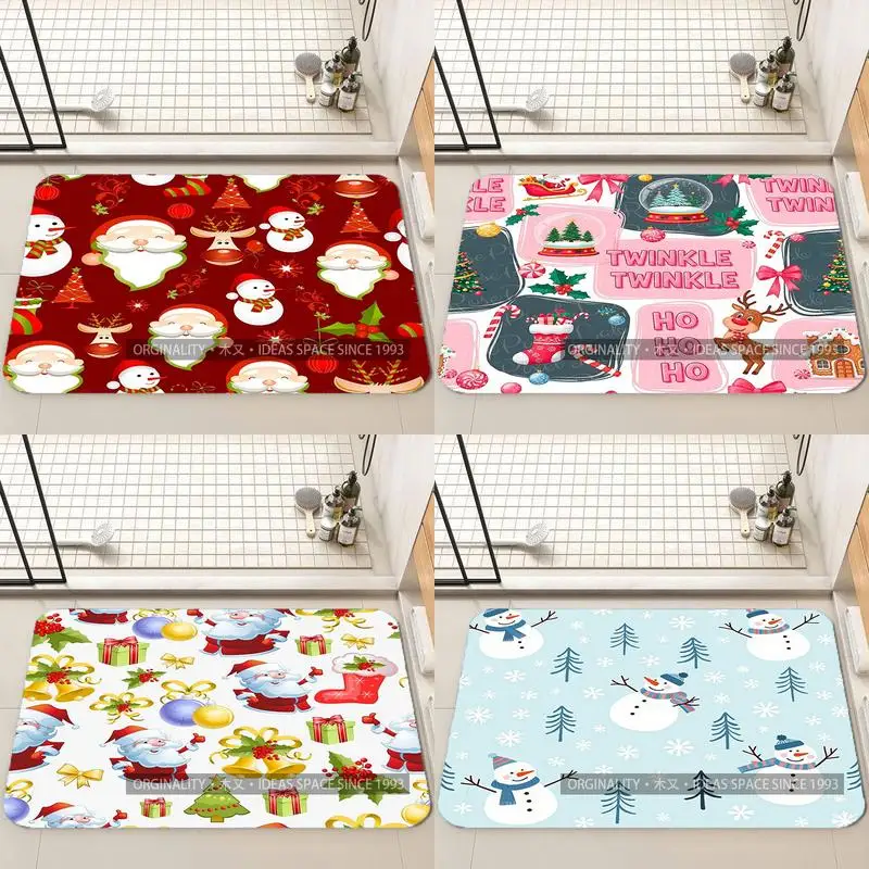 

Рождественский забавный коврик с узором, украшение для гостиной, домашний диван, нескользящий ковер, кабинет, спальня, татами, детский мягкий напольный коврик
