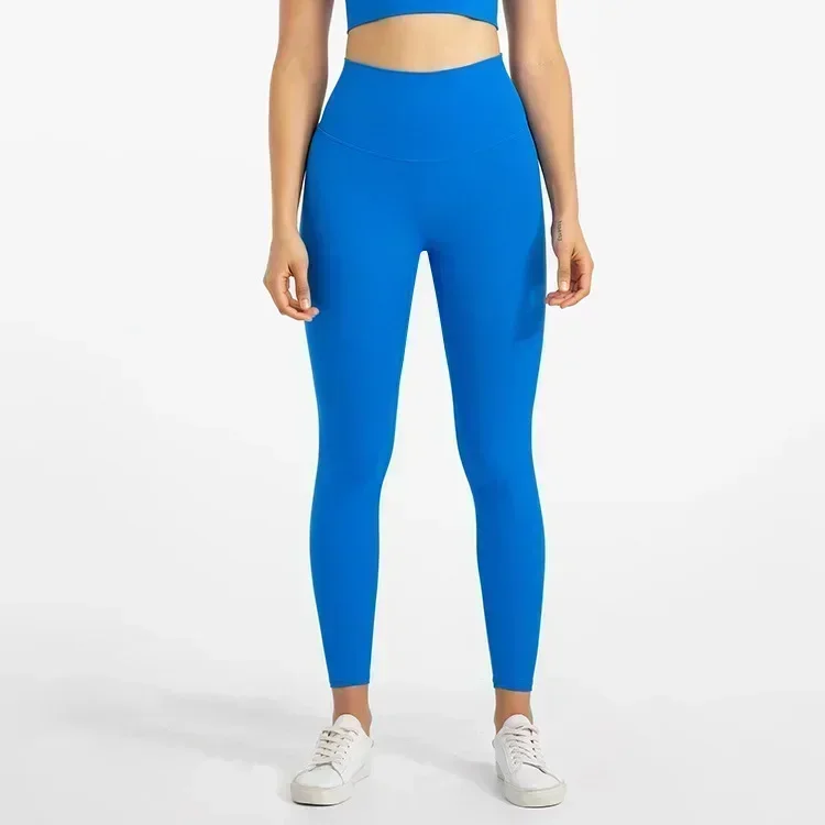 Limão-calças de cintura alta ultra macias para mulheres, 25 '', estiramento, nylon, leggings de ginástica, calças justas esportivas, sem costura frontal