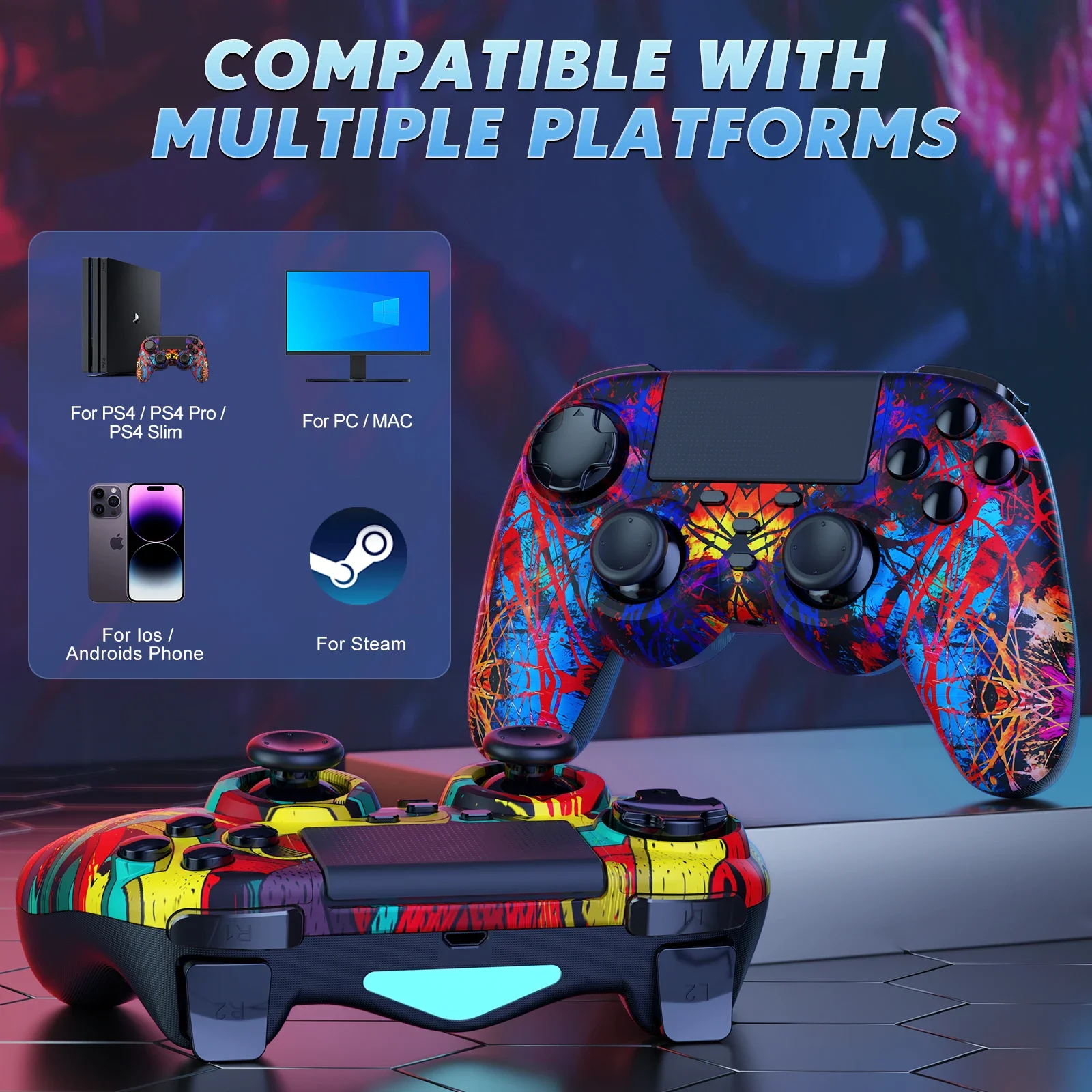 Wireless Controller For Ps4/Ps3/Pc/Android Playstation 4 Console Bluetooth Gamepad With Turbo/Gyro/Hd Dual Vibration Joystick