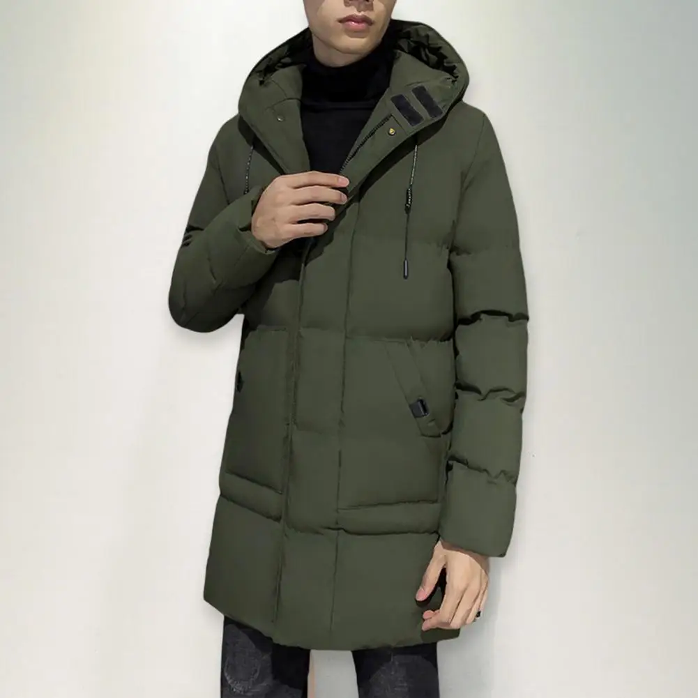 Korean Down Cotton Jacket Winter Lengthened Cotton Coat Men\'s Medium-length Knee Thickened Hooded Cotton Clothing