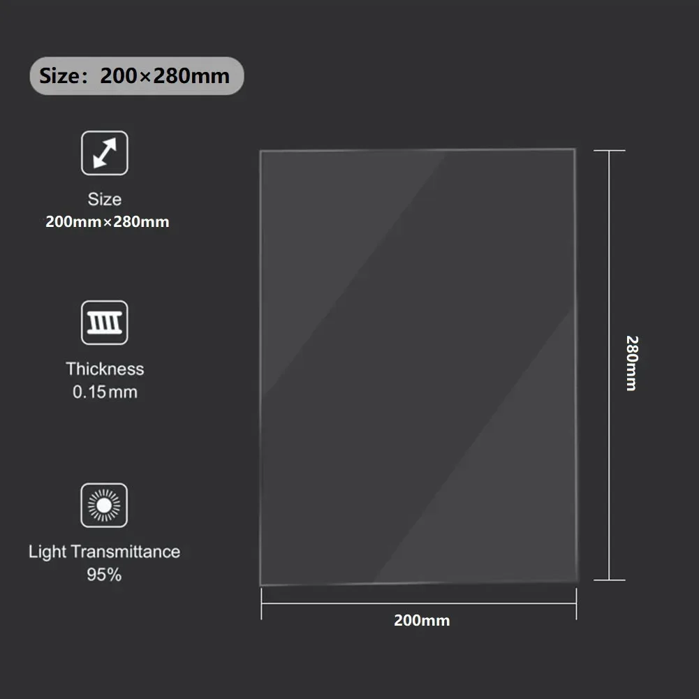 1PCS Large FEP Film 200*280*0.15mm DLP Light Curing FEP Releasefilm 3D Printers Replacement Film Printer Accessories