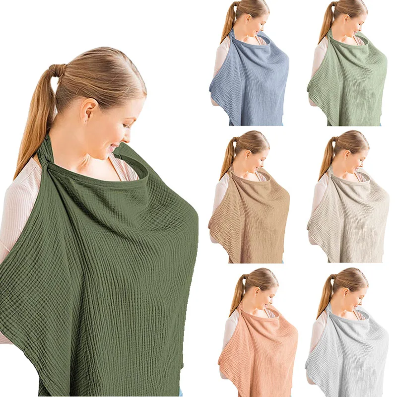 75*95cm Mother Breastfeeding Cover Muslin Cotton Nursing Cover Adjustable Protecting privacy feeding cloth with Arch Neckline