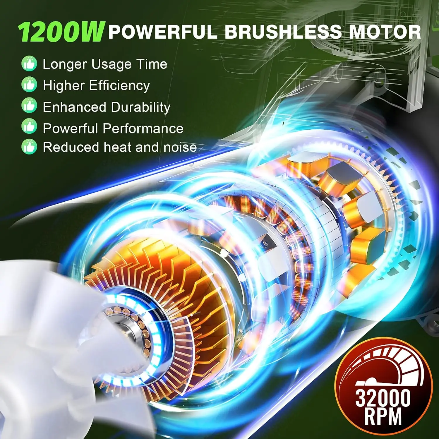 Cordless Electric Leaf Blower Featuring a Brushless Motor, Includes 2 Batteries