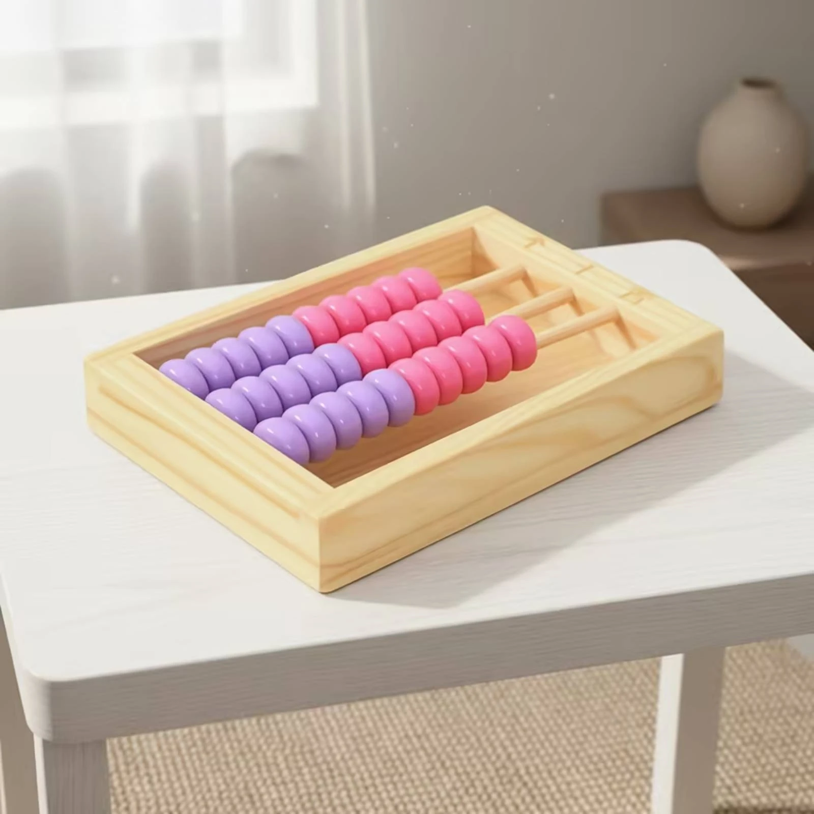 Wooden Abacus Compact Mini Abacus Wooden Counting Toy Portable Math Manipulative Educational for Students, Homeschool, Classroom