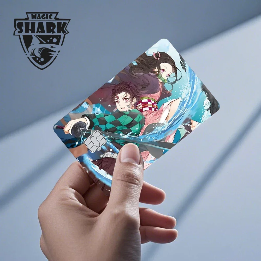 Alta qualidade anime nezuko demon slayer 3m fosco pvc adesivo filme capa de pele para cartão de crédito de débito metro