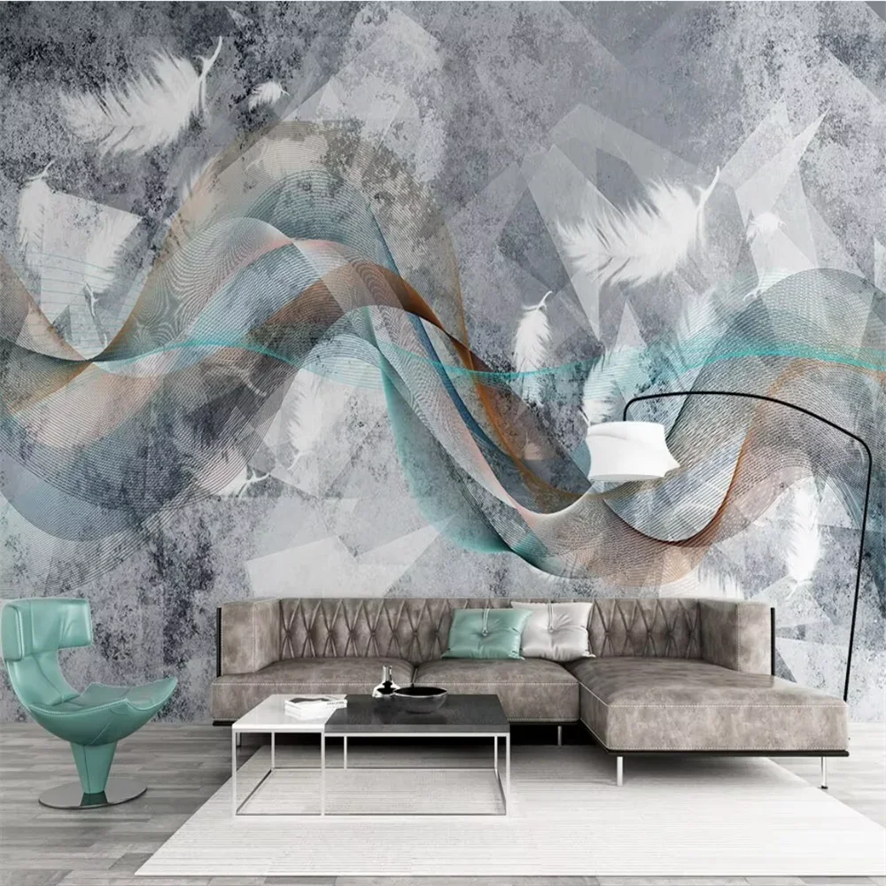 

Индивидуальные геометрические фотообои с изображением перьев, 3D-декор для гостиной, спальни, домашнего интерьера, фотообои, 3D-пейзаж