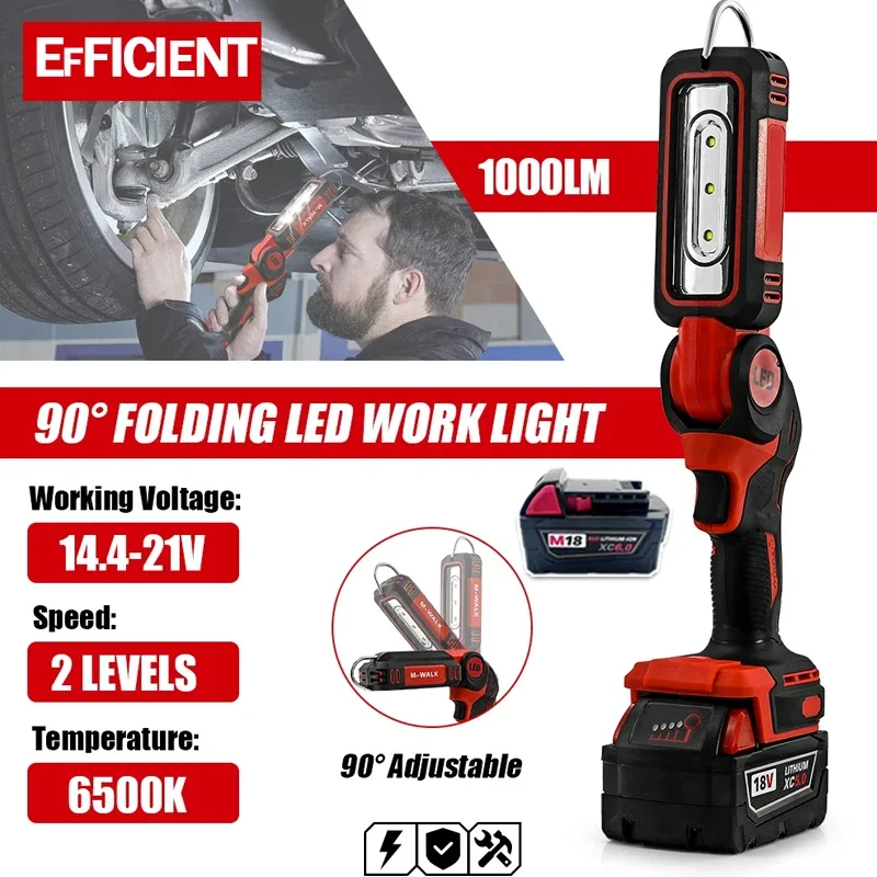

LED Work Light Super Bright 90 DegreeClip on Light Lithium 20V Battery M18 Flood Light Outdoor Lighting Camping For Milwaukee