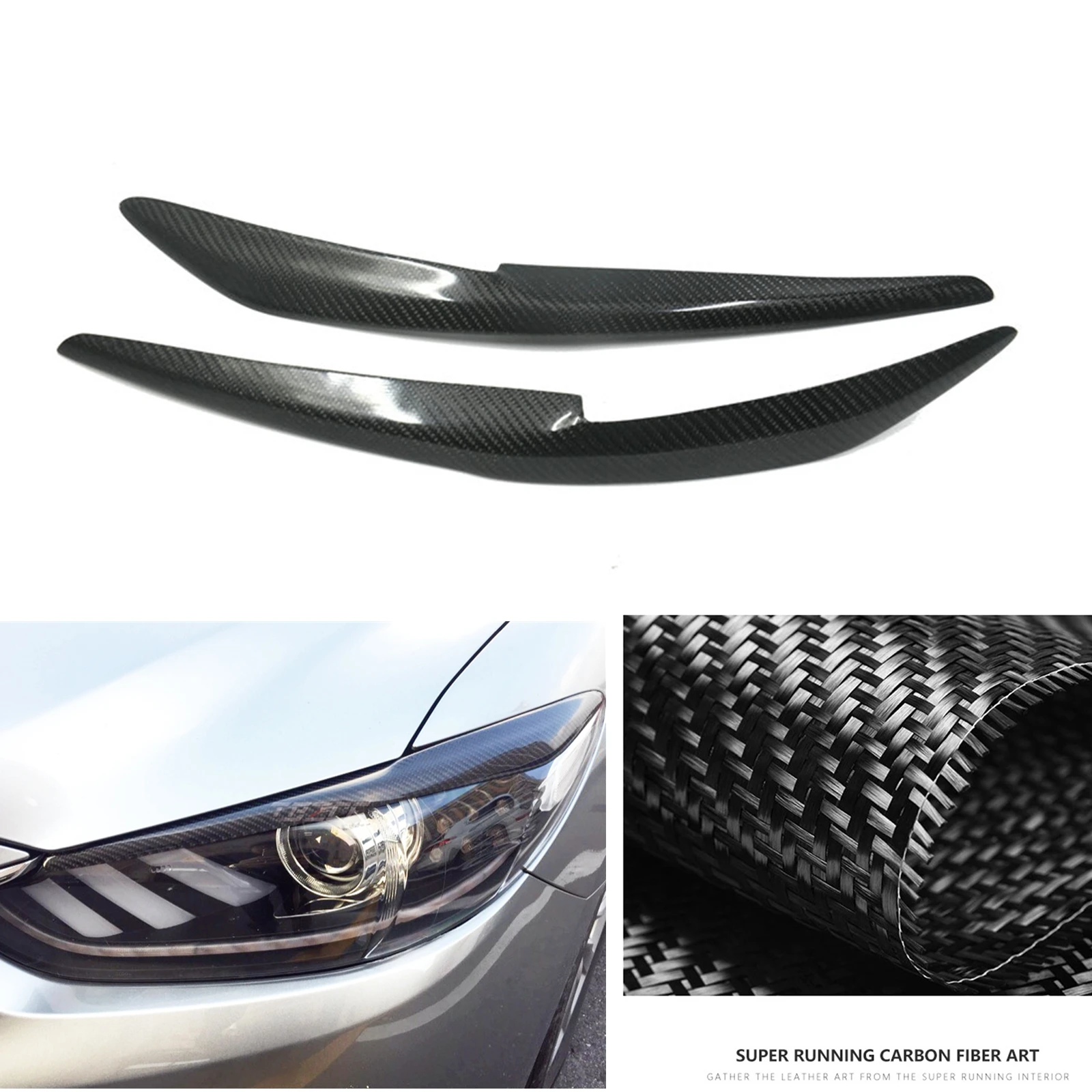 Front Head Light Cover Headlight Eyebrow Headlamp Eyelid Trim Brow Sticker Carbon Fiber For Mazda 6 Atenza 2014-2016