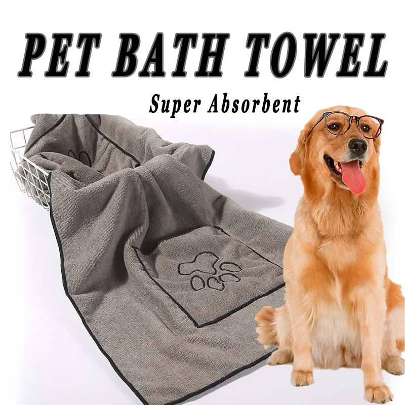 Super saugfähiges Handtuch für große Welpen, Hunde, Bademantel, Badetuch, Mikrofaser, schnell trocknend, zum Trocknen von Hunden und Katzen, Badetuch, Badzubehör