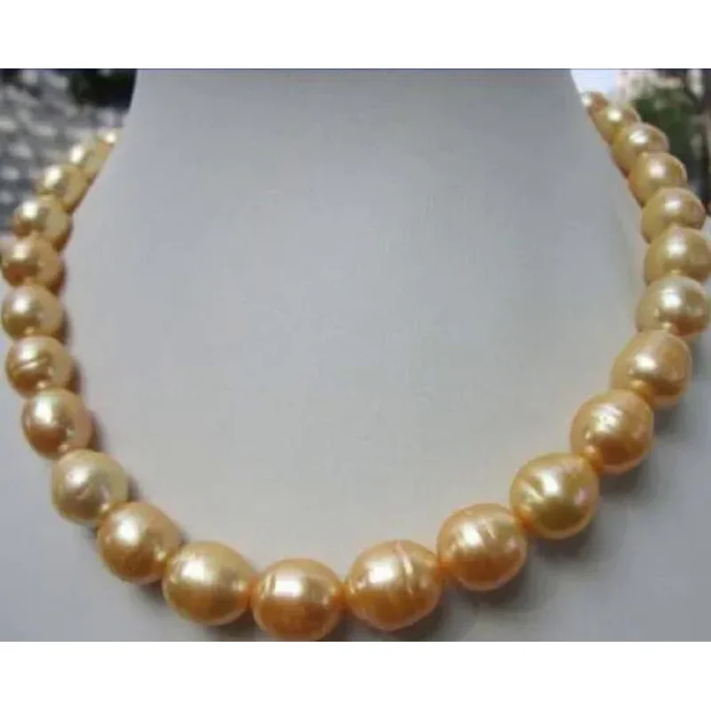 

Elegant 12-13mm gold, Baroque South Sea pearl nelace 18 inches 14k gold