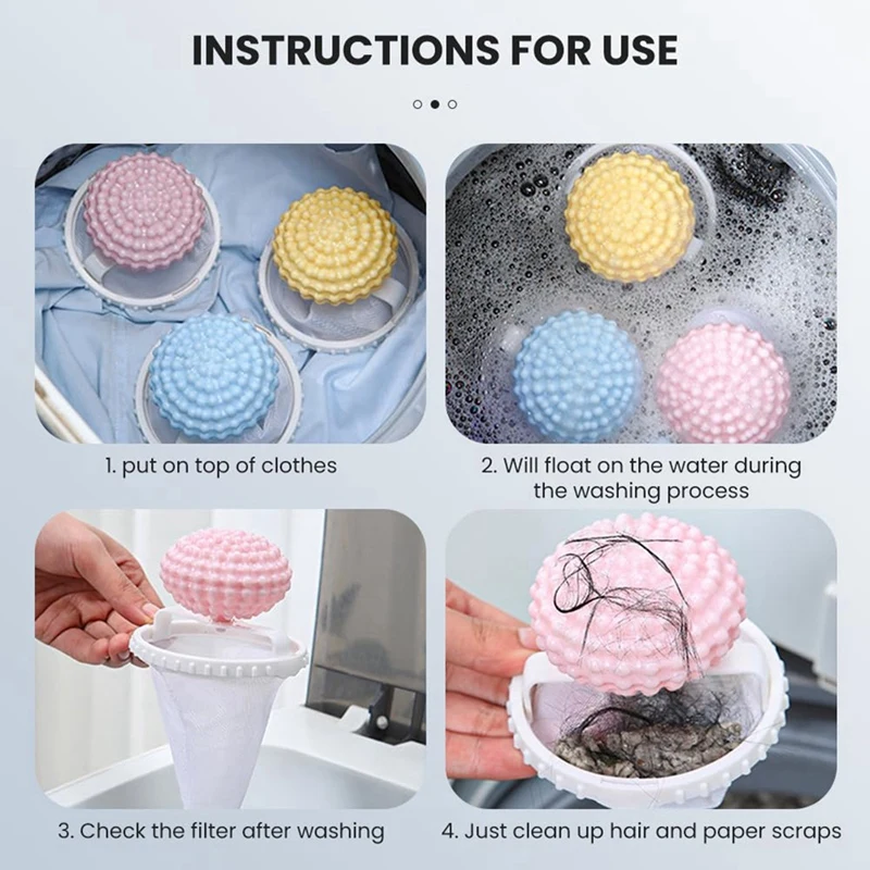 12PCS Hair Filtering Remova Washing Machine Hair Catcher Reusable Pet Hair Removal Tool For Laundry Washer Lint Trap Net