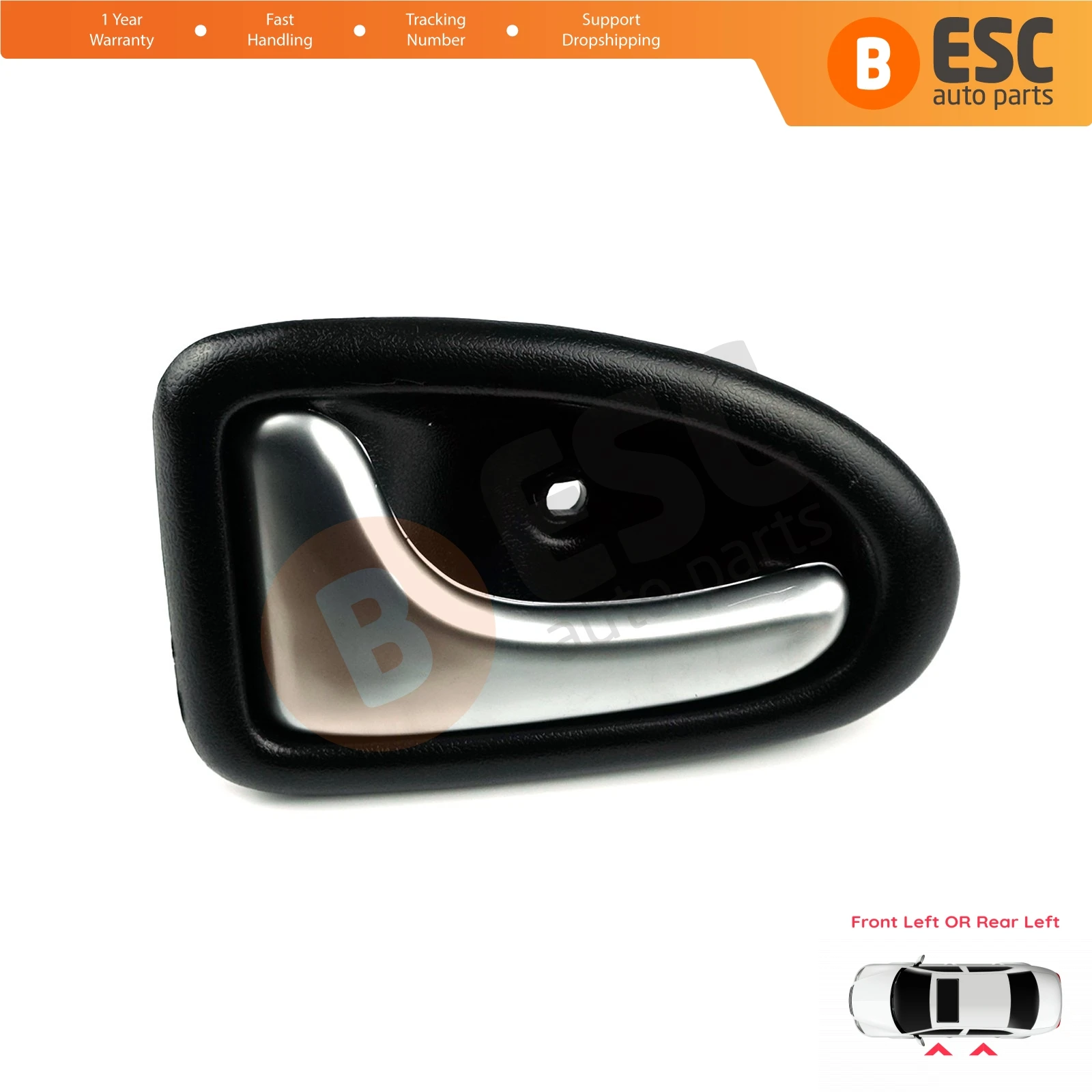 EDP79 Interior Door Handle Left Chrome Black 7700434716 for Renault Clio 2 Scenic 1 Trafic Logan 1 Daily 3 Master 2 Movano A