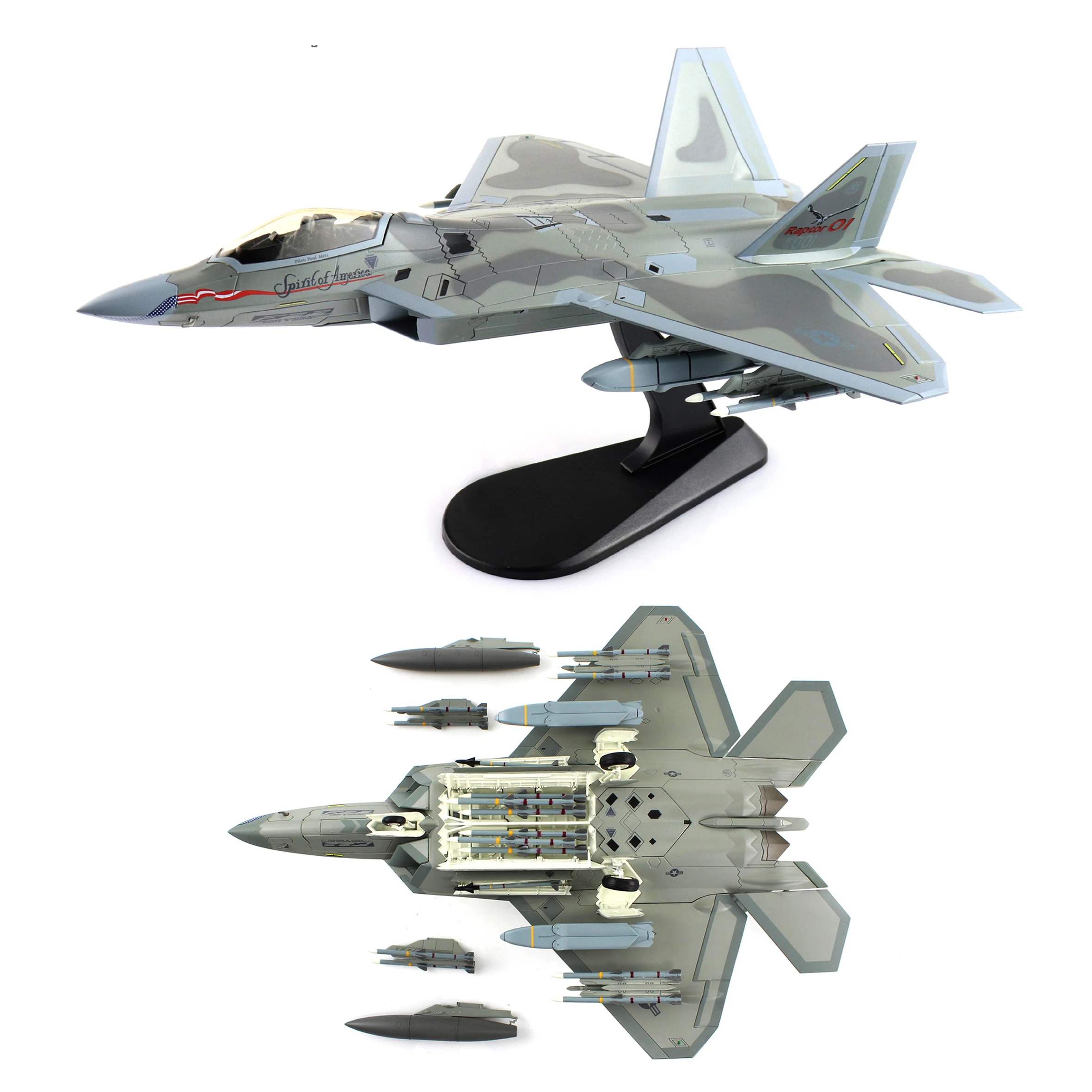 1/72 HA2811C US F-22A stealth fighter model Spirit of America Edwards AFB CA 1997 Loaded Configuration Alloy Collection Model