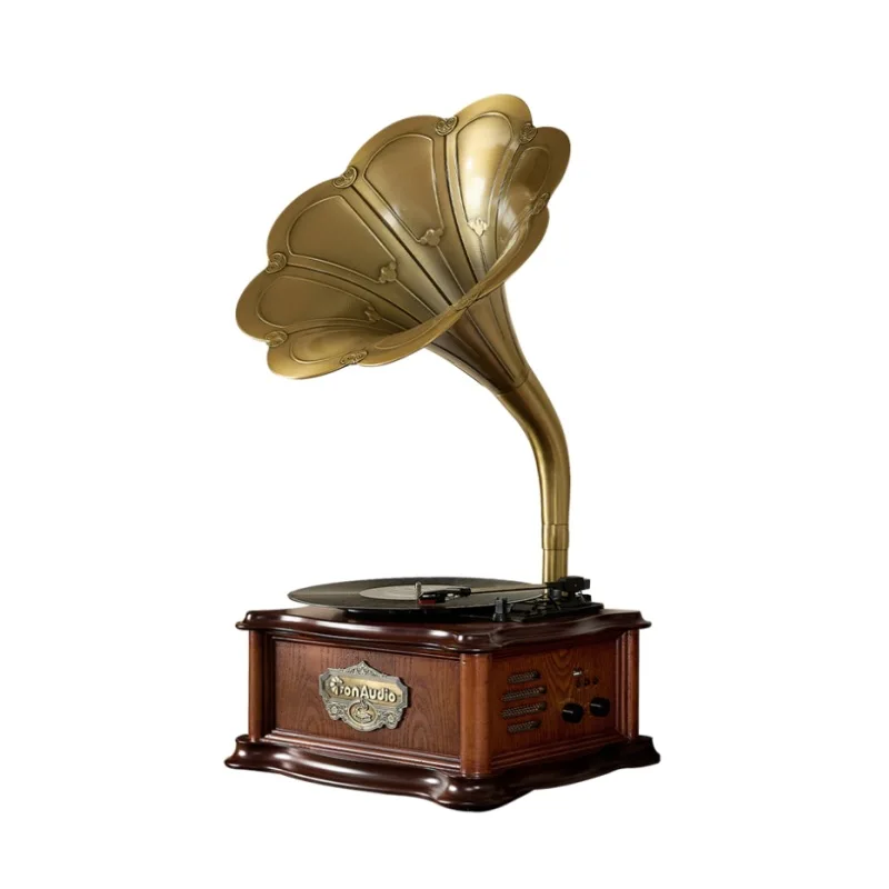 Fonografo assistito Bluetooth creativo europeo vecchio fonografo casa soggiorno ornamento audio in legno di rame