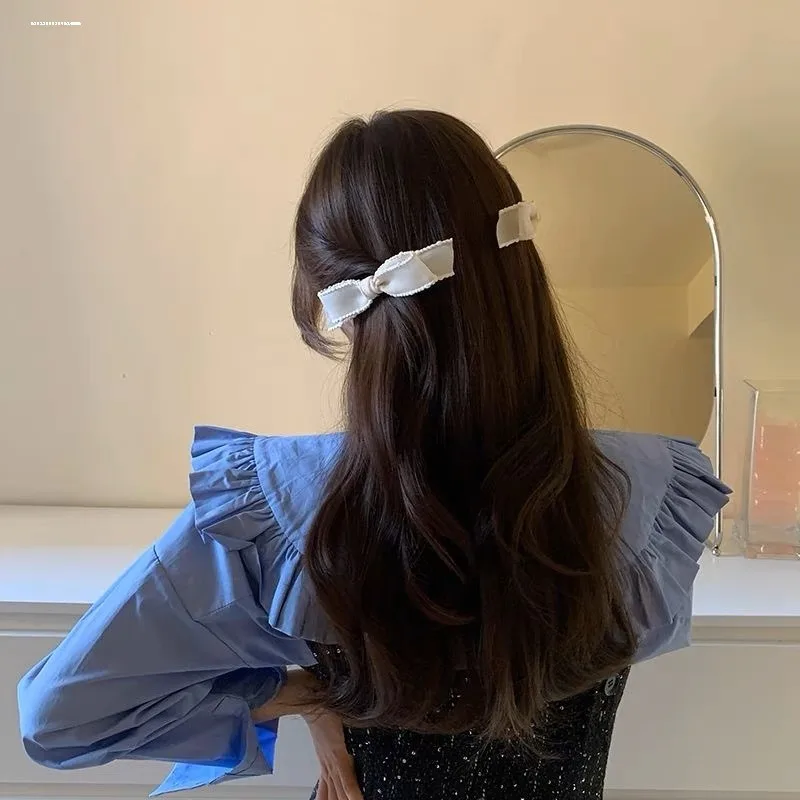 Organza Bow Hair Clip Exquisite Elegant Chiffon Duckbill Hairpin Sweet Charms Girls Side Broken Hair Claw for Women Headwear