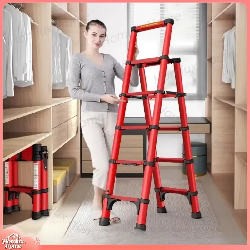 Aluminum Folding Step Ladder Telescoping 4 Step 5 Step Household Stool for Home Kitchen Moving Storage Garage Workshop