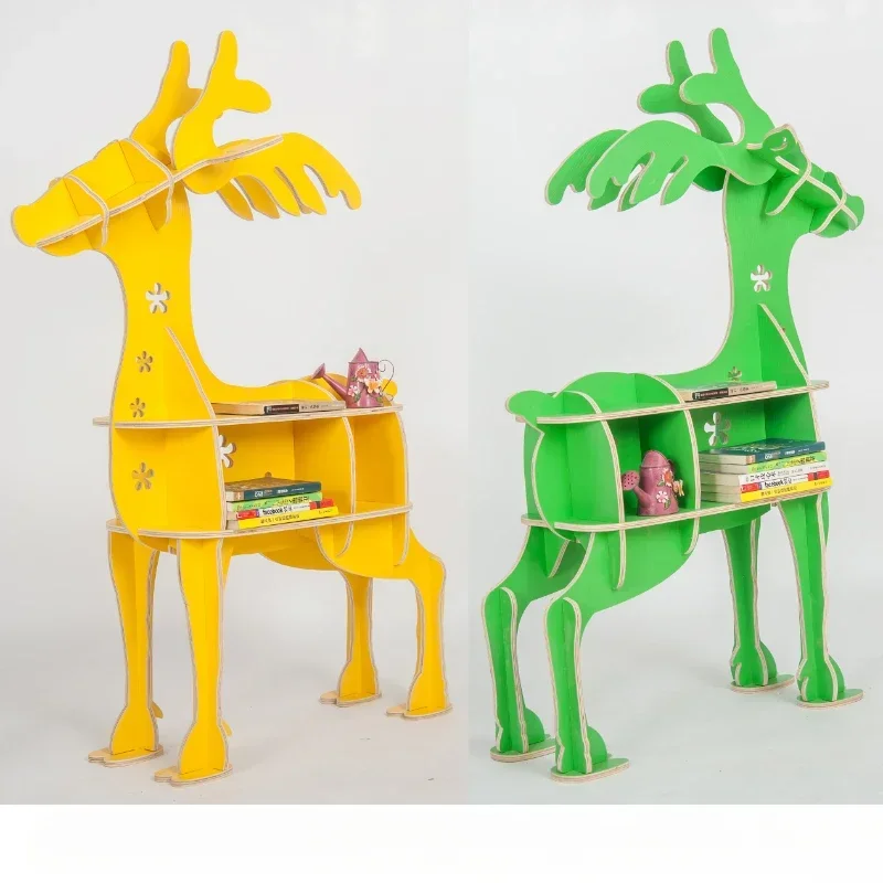 

Creative sika deer bookshelf, kindergarten children's room, window decoration, animal floor-to-ceiling shelves,